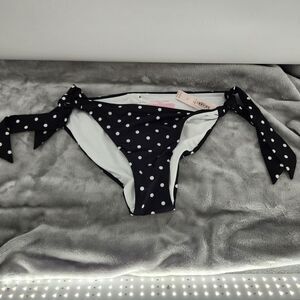 Victoria's Secret Large Black Polka‎ Dot Bow Tie Side Bikini Bottom NWT